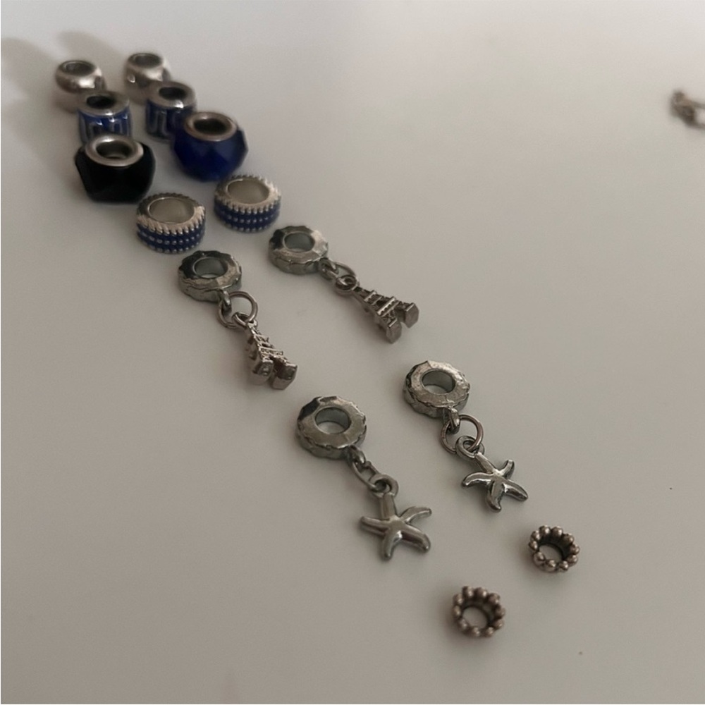 14 Silver Tone Charms Set for making bracelets